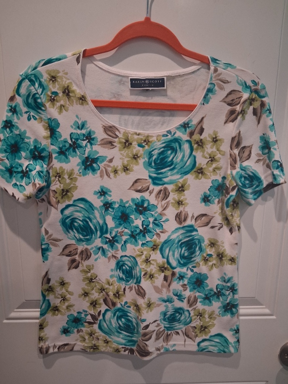 KAREN SCOTT MEDIUM PETITE COTTON KNIT TOP!